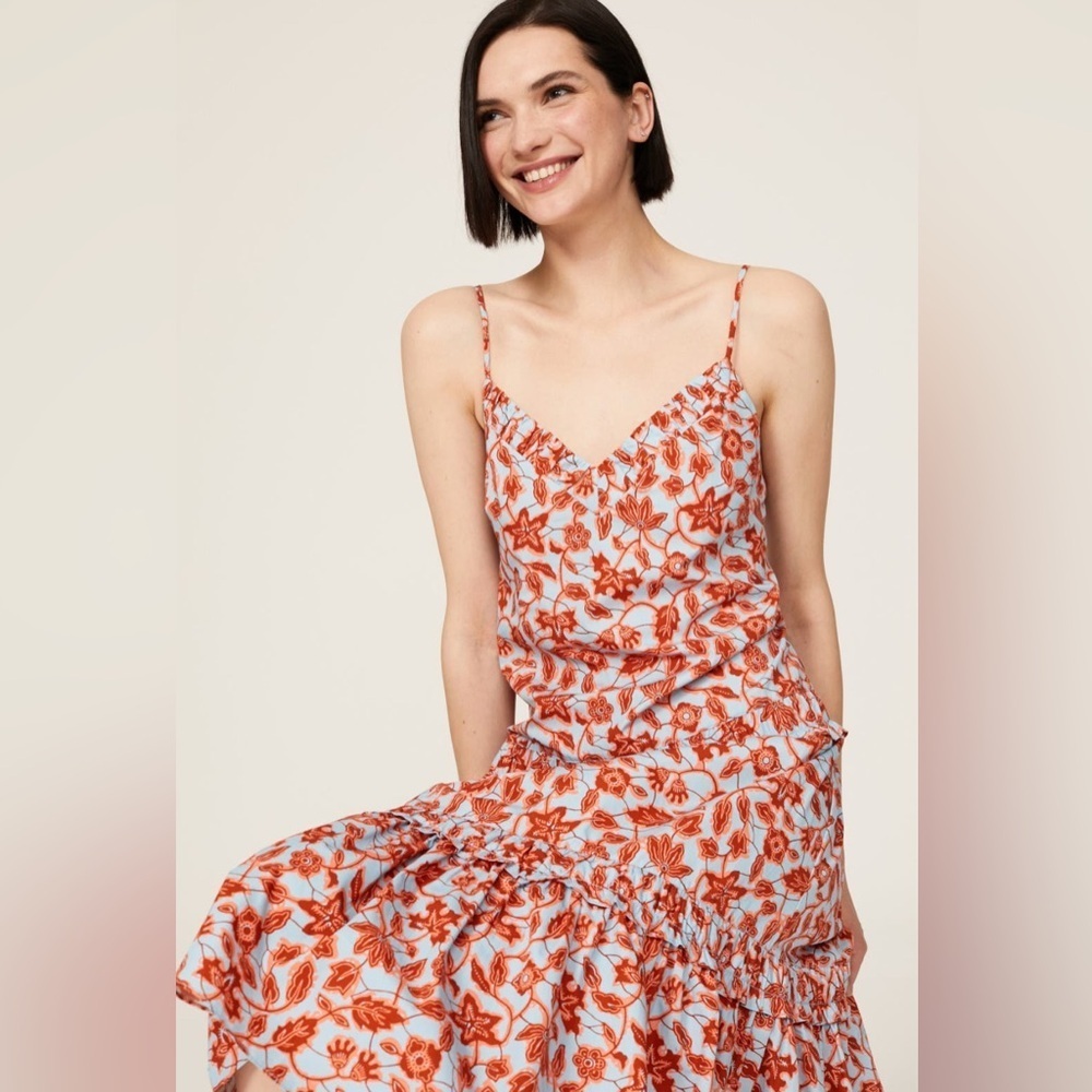 Derek Lam Collective floral midi v neck dress.